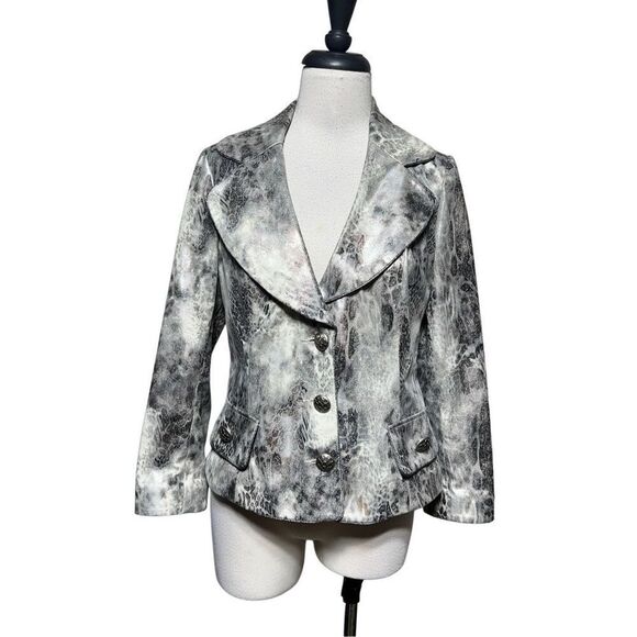 V Cristina Shimmery Reptile Print Blazer Suit Jacket Size Small - Picture 1 of 5